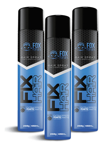 Laquê Hair Spray 400ml - Fox For Men - 3 Unidades