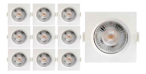 Kit 10 Spot Led Par20 9w Direcionável Quadrado Embutir 