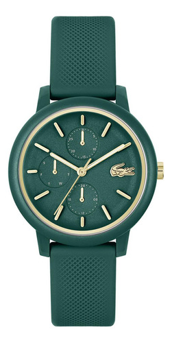 Reloj Lacoste 12.12 2001329 Mujer Multifuncion 5 Atm Water R Color De La Malla Verde Color Del Bisel Verde