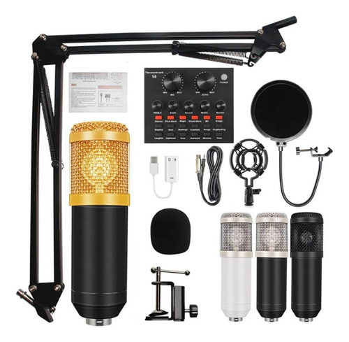 Kit Microfone Condensador Knup Kp-m0010 Condensador Preto P