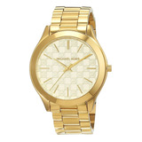 Reloj Michael Kors Slim Runway Modelo Mk3335 Original Color De La Correa Dorado Color Del Bisel Dorado Color Del Fondo Dorado