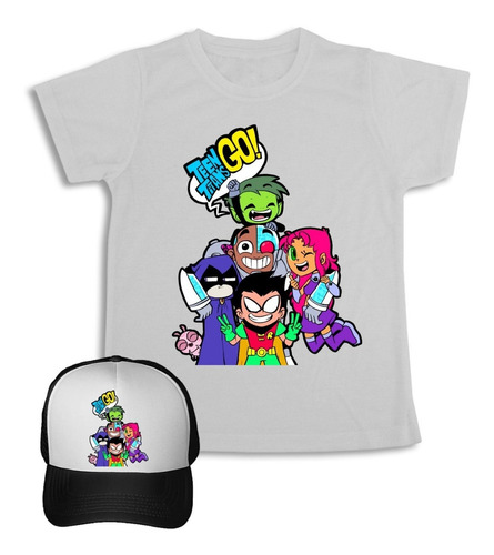 Jóvenes Titanes Camiseta + Gorra  Combo Para Niños