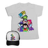 Jóvenes Titanes Camiseta + Gorra  Combo Para Niños