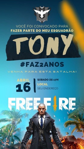 Convite De Aniversário Virtual Digital Festa Tema Free Fire