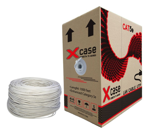 Cable Utp 100mts Xcase Cat 5e 4 Hilos 2 Pares Uso Interior