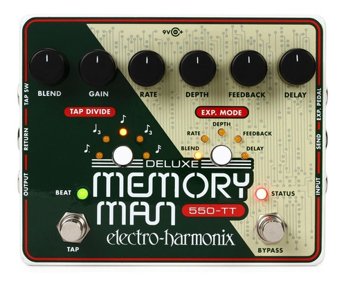 Pedal Electro-harmonix Deluxe Memory Man W/tap 550 Color Verde/beige