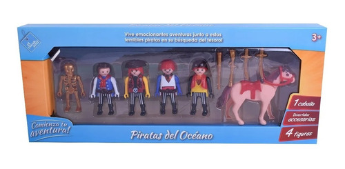 Muñecos Figuras Piratas X 5 C/caballo Tipo Playmobil Fibro