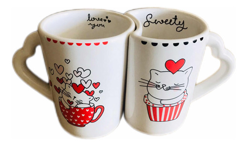 Set Tazas Gatitos - Día De Los Enamorados - Love 