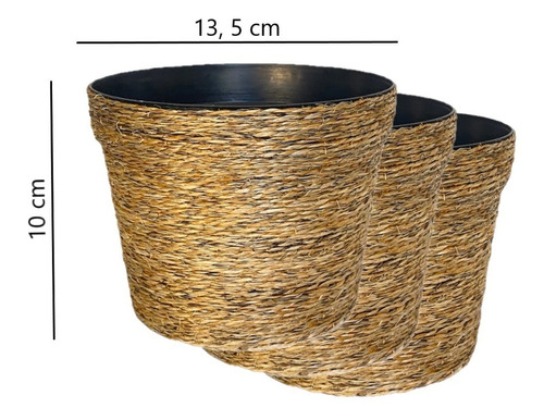 3 Vasos Pote Sisal Plantas Decorativos Cachepot Artesanato G