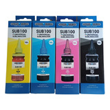 Pack 4 Tintas Sublimación Premium 100ml  Negro Y Colores 