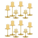 Juego De 12 Platos De Velas De Candelabro Dorado, Porta...