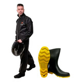 Bota E Capa De Chuva Pvc Cano Medio Impermeavel