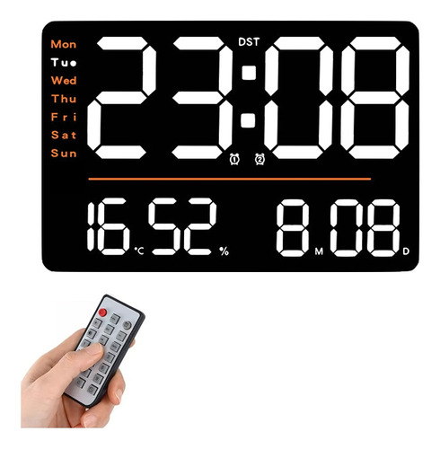 Reloj De Pared Leddigital Grande Con Termómetro Y Calendario