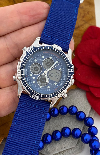 Relógio Cronógrafo C450 Citizen Azul Temos + Peças Raras..