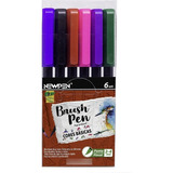 Caneta Brush Pen Cores Básicas Newpen Estojo Com 6 Cores