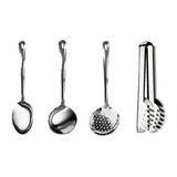 Kit 4 Utensílios Cozinha Concha Escumadeira Pegador Colher