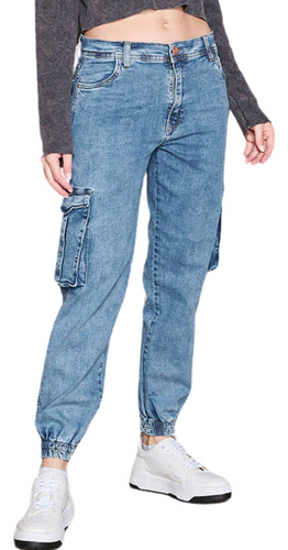 Jeans Slouchy Tiro Bajo Mujer Cargo Elastizado Cenitho Jeans