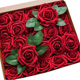 Rosas Artificiales Con Tallo Realistas Foam Rojo 50u