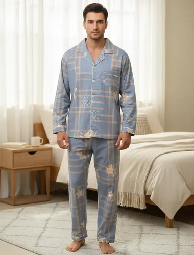 Pijama De Hombre Hhh Color Azul Claro | MercadoLibre