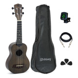 Ukulele Soprano Strinberg Elétrico Uk06s Tobacco Fosco Bag