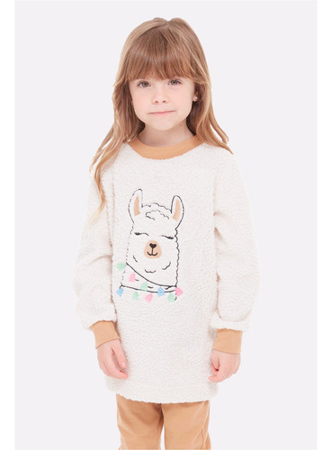 Pijama Infantil Feminino Fleece Lhama - Bela Notte