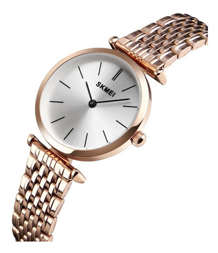 Reloj Skmei 1458 Dama Mujer Elegante Plata Oro Rosa S 