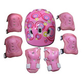 Set Protección Niñas Casco Rodilla Codo Mano