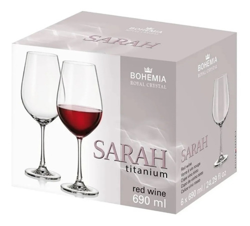 Copas De Cristal Vino Bohemia Sarah 690 Ml X6