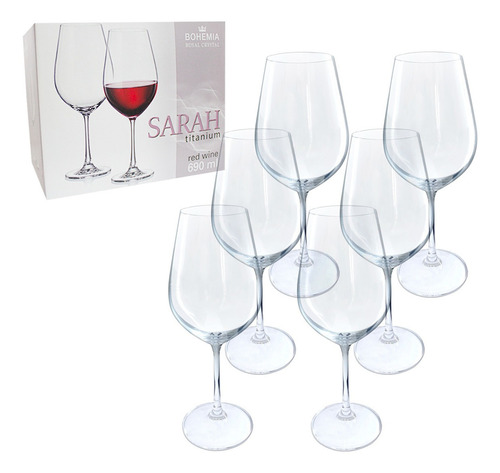 Conjunto 6 Taças Para Vinho Titanium Cristal Bohemia 690ml Cor Translúcido