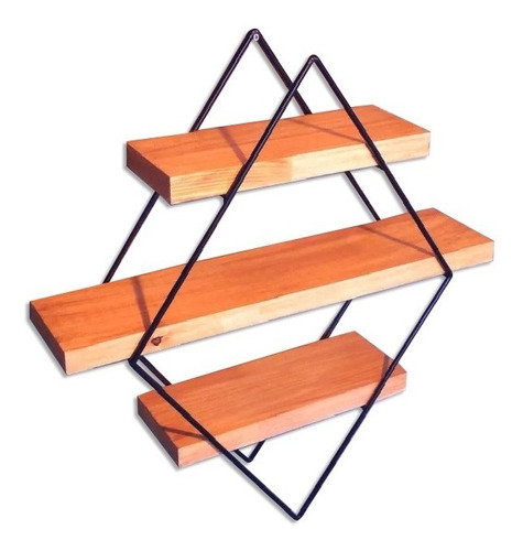 Repisa Rombo-triangular-hexagonal Estante En Hierro Y Madera