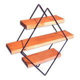 Repisa Rombo-triangular-hexagonal Estante En Hierro Y Madera