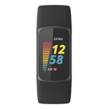 Smartband Fitbit Charge 5 Caja De  Aluminio Anodizado Y Acero Inoxidable Quirúrgico Negra Grafito, Malla  Negra De  Silicona Fb421