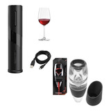 Abridor De Vinho Usb Recarregável + Aerador Decantador