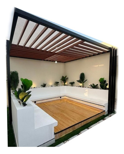 Pergola De Hierro A Medida Con Chapa, Madera, Vidrio, Etc