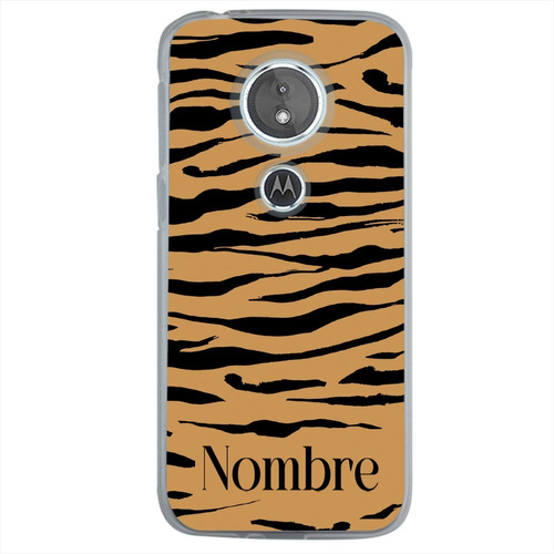 Funda Motorola Antigolpes Animal Print Tigre Con Tu Nombre