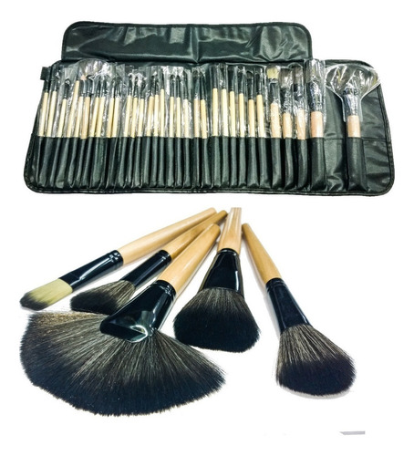 Kit De 32 Pinceles Y Brochas Para Maquillaje + Bolso Organiz