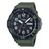 Relógio Casio Masculino Verde Militar Standar Mrw-210h-3avdf Bisel Preto Fundo Preto