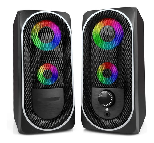 Caixa D Som Gamer Led Rgb Subwoofer Pc Computador P2 20w Rms