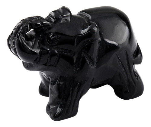 Mookaitedecor Cristal De Obsidiana Negra Elefante Escultura 