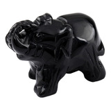 Mookaitedecor Cristal De Obsidiana Negra Elefante Escultura 