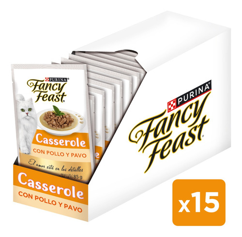 Pack X15 Alimento Fancy Feast Casserole Pollo Pavo 85g