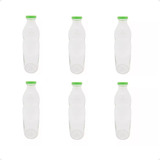 Set X6 Botellas Vidrio Con Tapa Corona P/ Jugo Agua 1 Litro 
