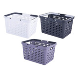 Canasta Caja Organizador Cesta Almacen Plastico 30x22cm 2pzs