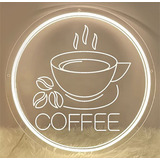 Painel Neon Led Coffee Café De 50cm Branco Decoração Loja