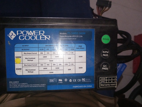 Fuente De Alimentación Para Pc Marca Power Cooler 