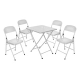 Conjunto De Mesa Dobrável Com 4 Cadeiras Açomix Branco