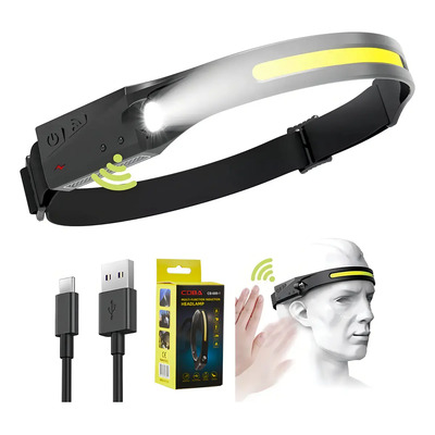 Lámpara De Cabeza Led Cob Recargable Negro Con Sensor Luz Blanca | MercadoLibre