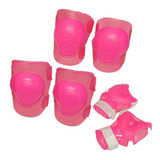 Set Proteccion Codera Muñequera Rodillera Rollers Patin Rosa