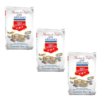 3pza Harina Trigo Tres Estrellas San Antonio Extra Fina 1kg | MercadoLibre