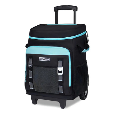 Hielera Insmeer 50L Con Ruedas Negro Plegable Capacidad 80 Latas Sin Fugas | Meses sin interés